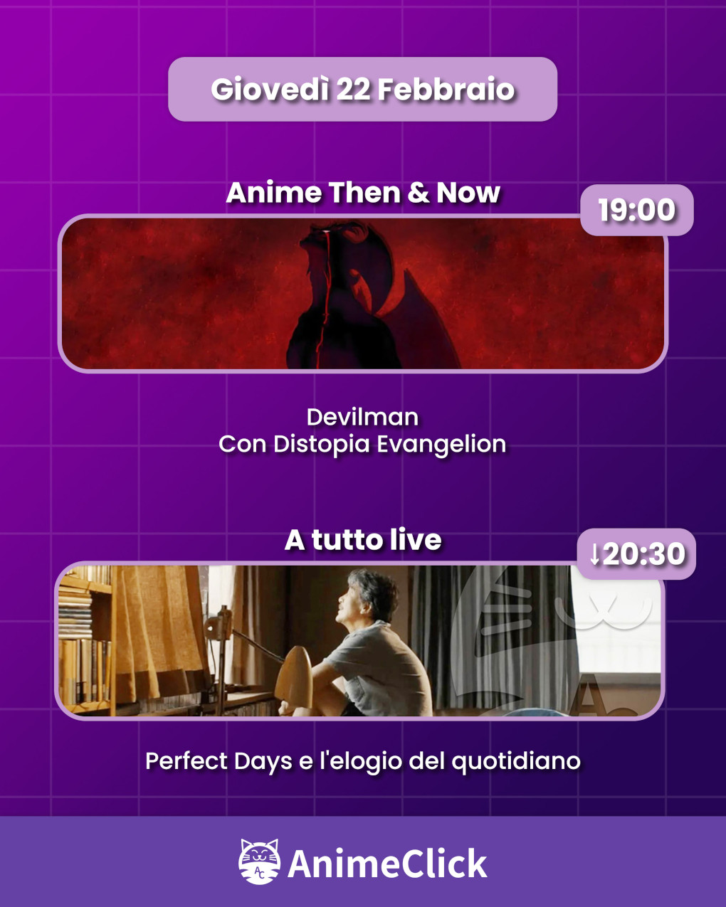 AnimeClick su Twitch: programma dal 19 al 25 febbraio AnimeClick su Twitch: programma dal 19 al 25 febbraio